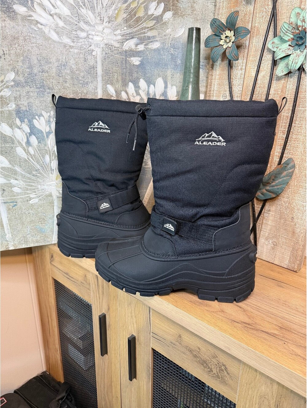 Aleader Mens 12 Black Winter Snow Boots Waterproof Insulated